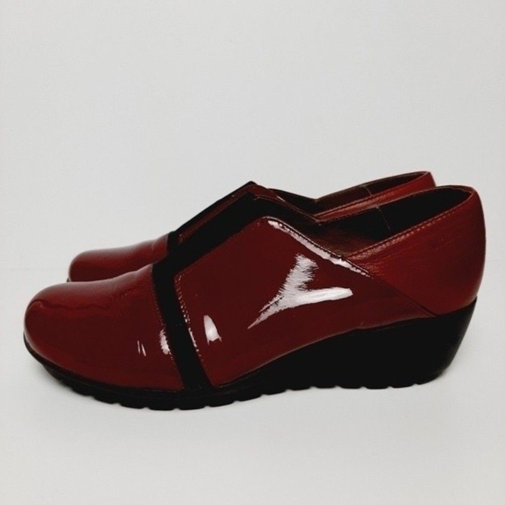 WONDERS Spain Wedge Loafers Red Patent Leather Sz Eur 40 | US 8.5 - Picture 1 of 14
